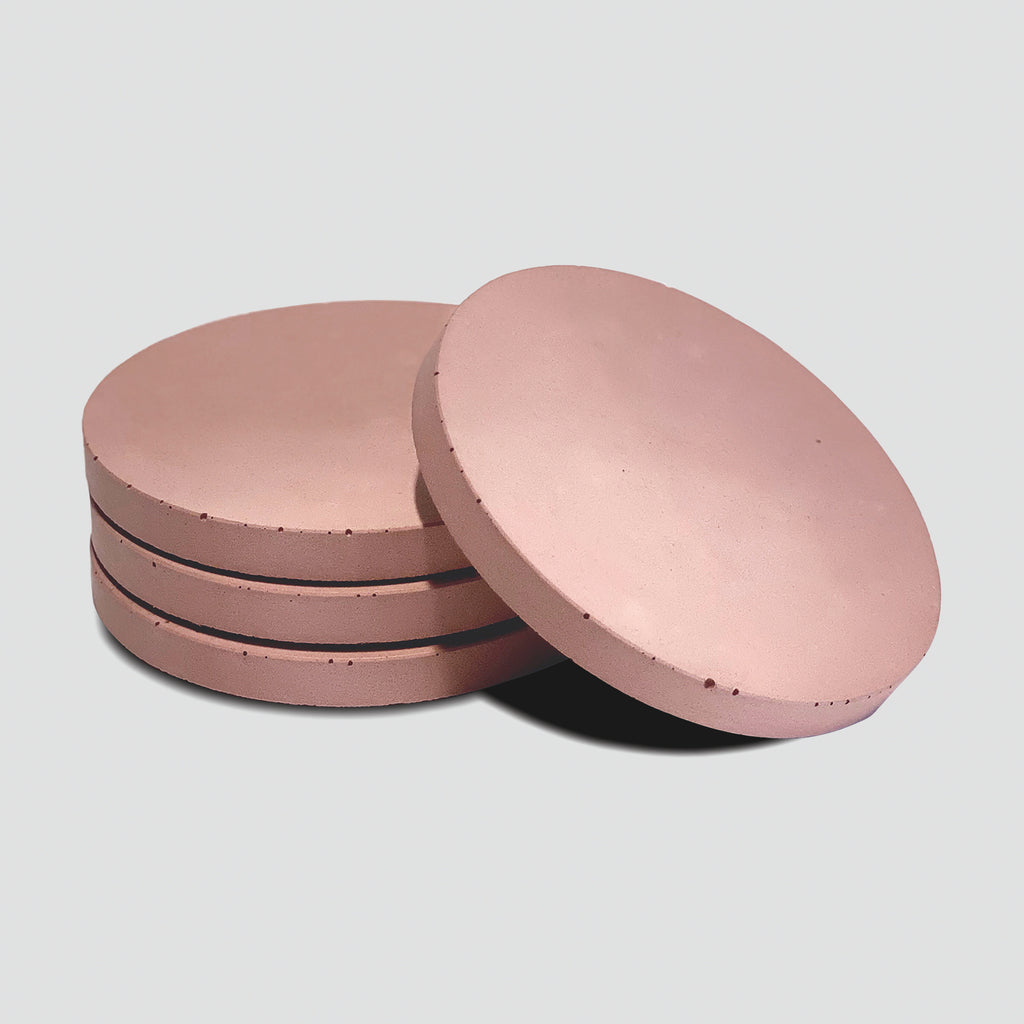 concrete and wax handmade blush pink concrete coasters set of four