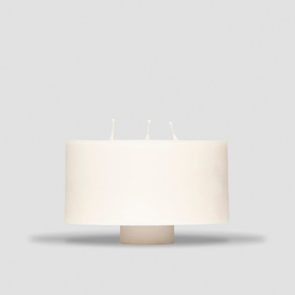 concrete and wax handmade fragranced 3-wick pillar candle