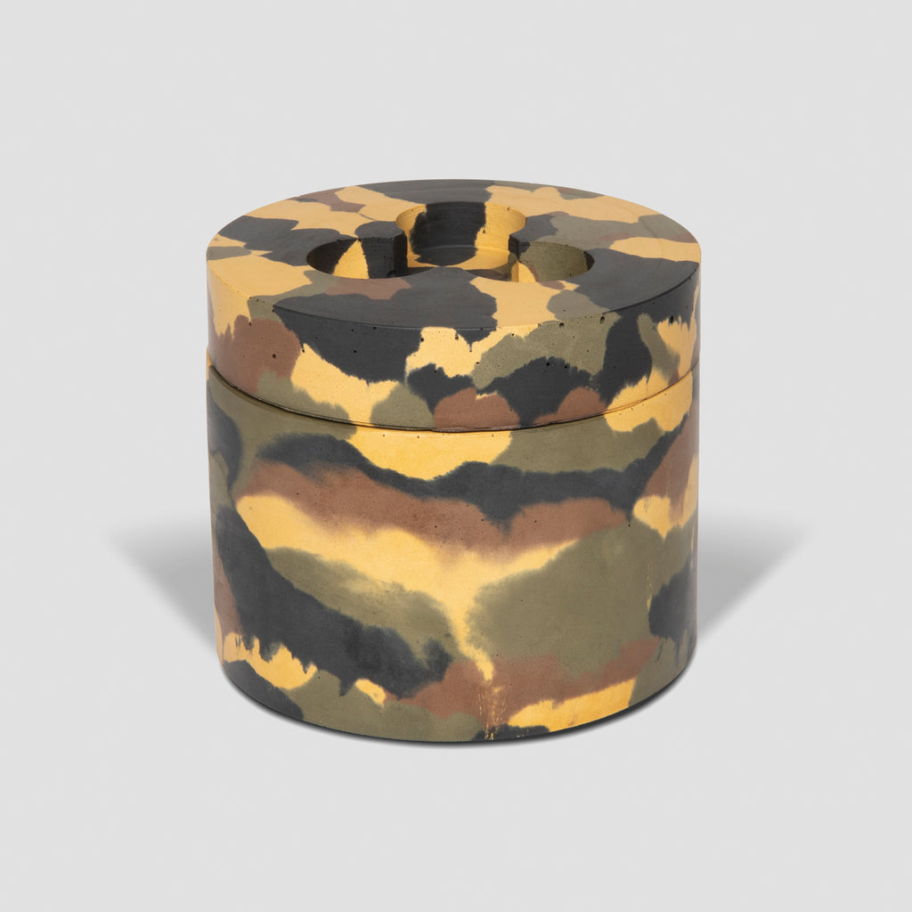 concrete and wax handmade camouflage concrete candle pot and lid