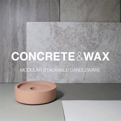concrete and wax modular stacking candles and concrete holders