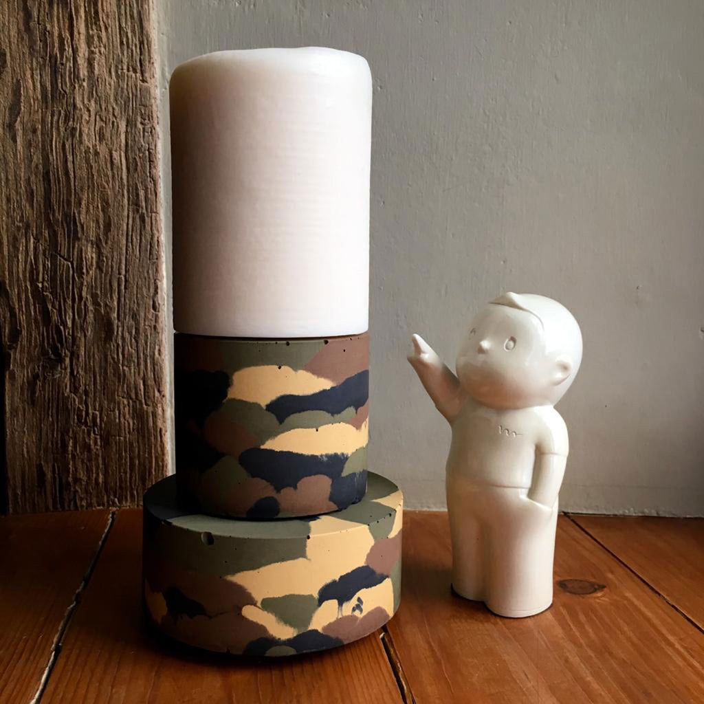 concrete and wax handmade camouflage concrete candle holder unique design