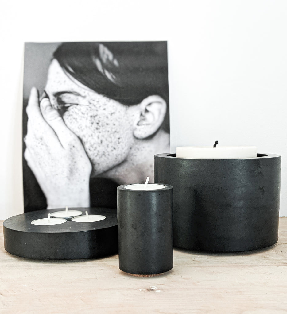 kate young design concrete and wax collaboration modular stackable candleware