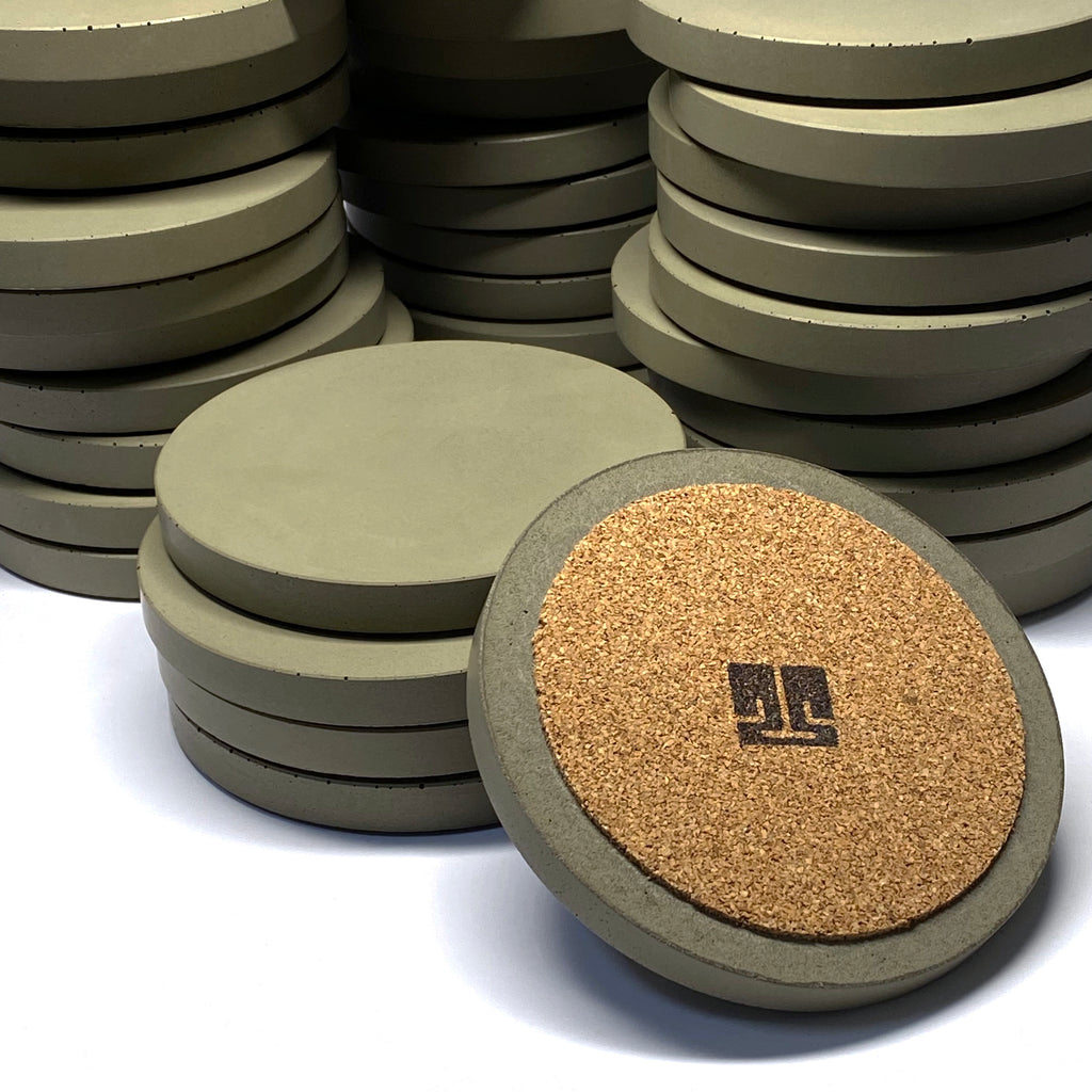 concrete and wax handmade olive green concrete coasters tableware drink ware