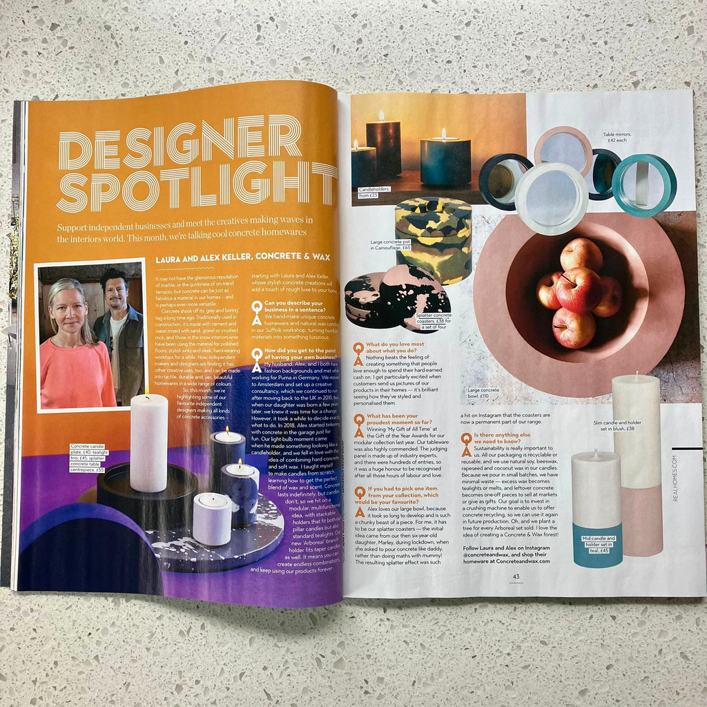 concrete and wax interview with makers in real homes magazine