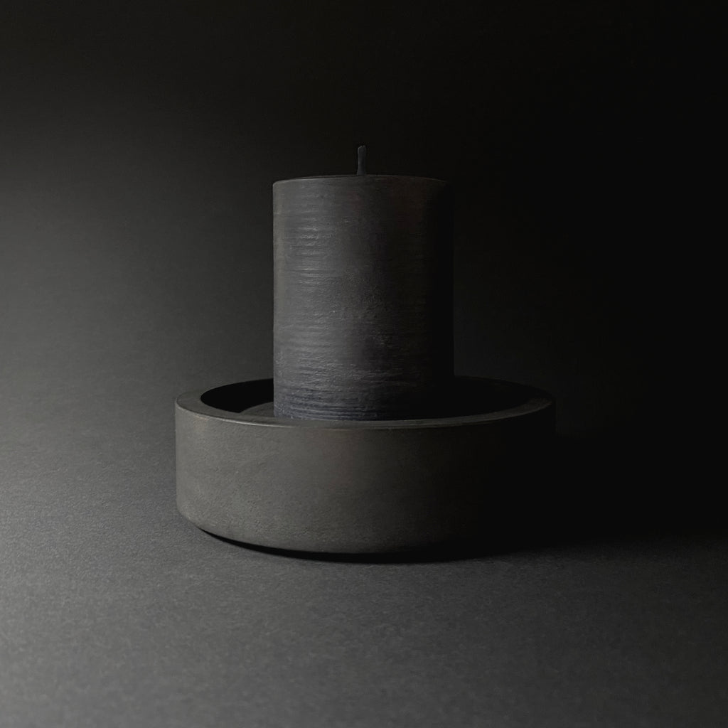 concrete and wax limited edition blackout candle and candle plate