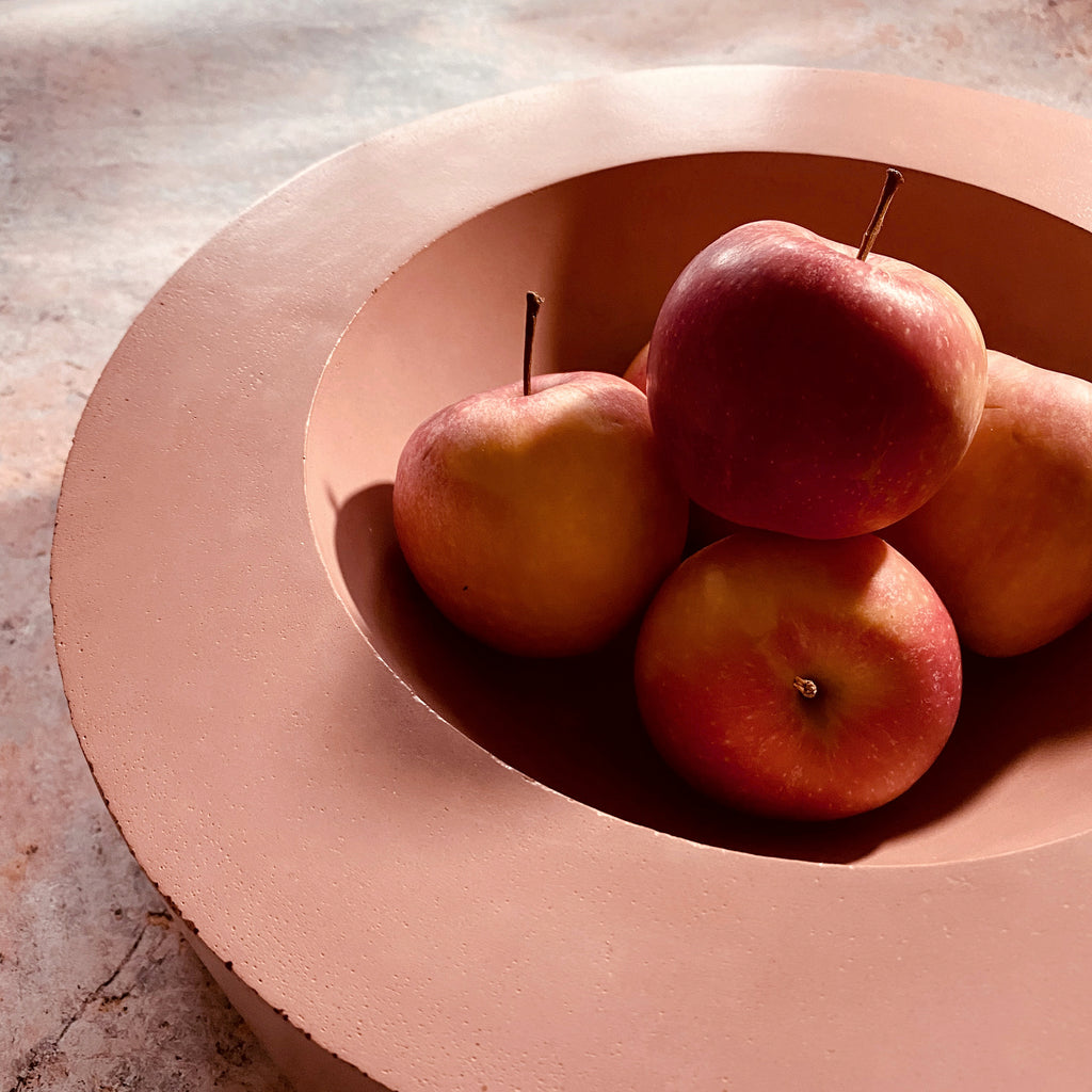 concrete and wax large blush pink handmade concrete bowl