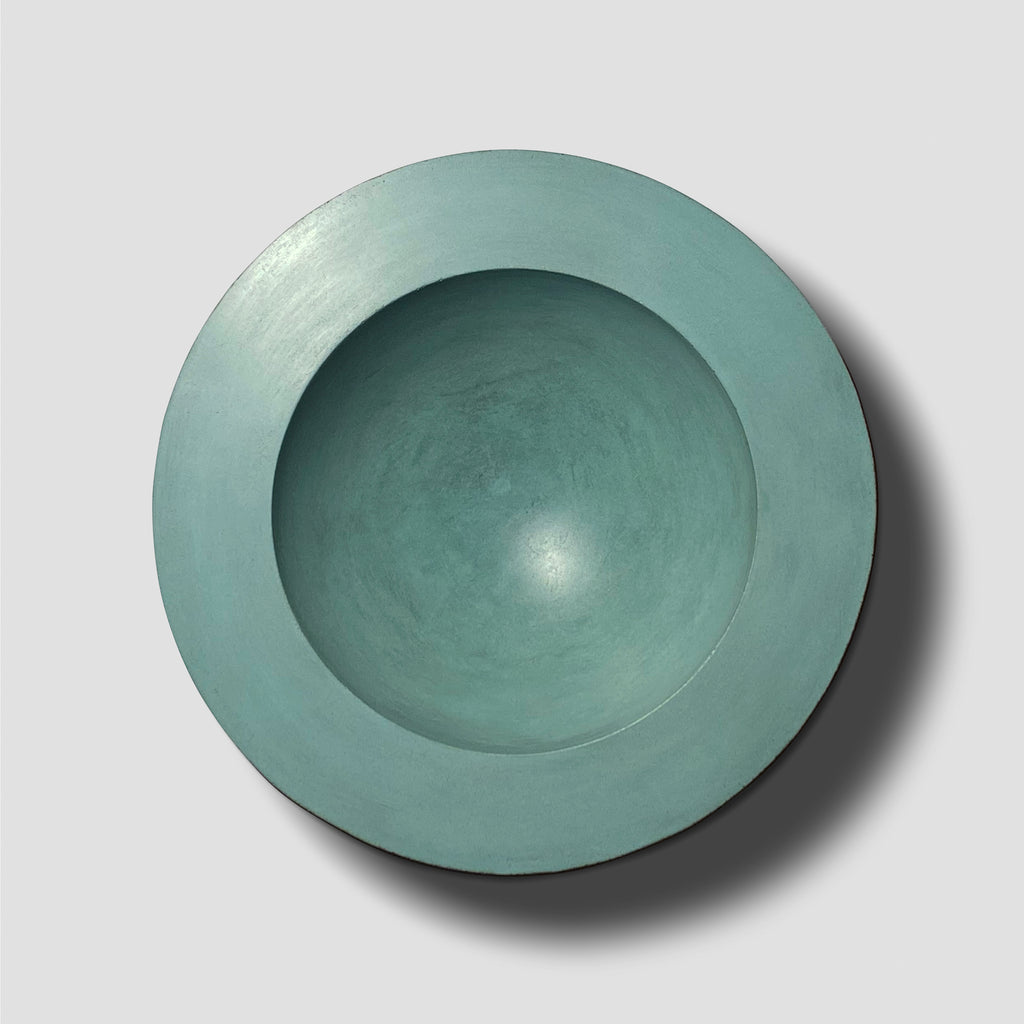 concrete and wax large teal blue handmade concrete bowl