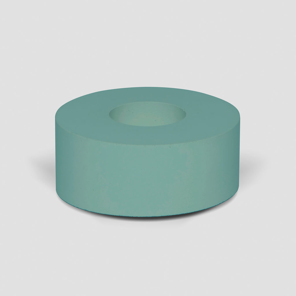 concrete and wax handmade teal blue large concrete tealight holder and fragranced pillar candle