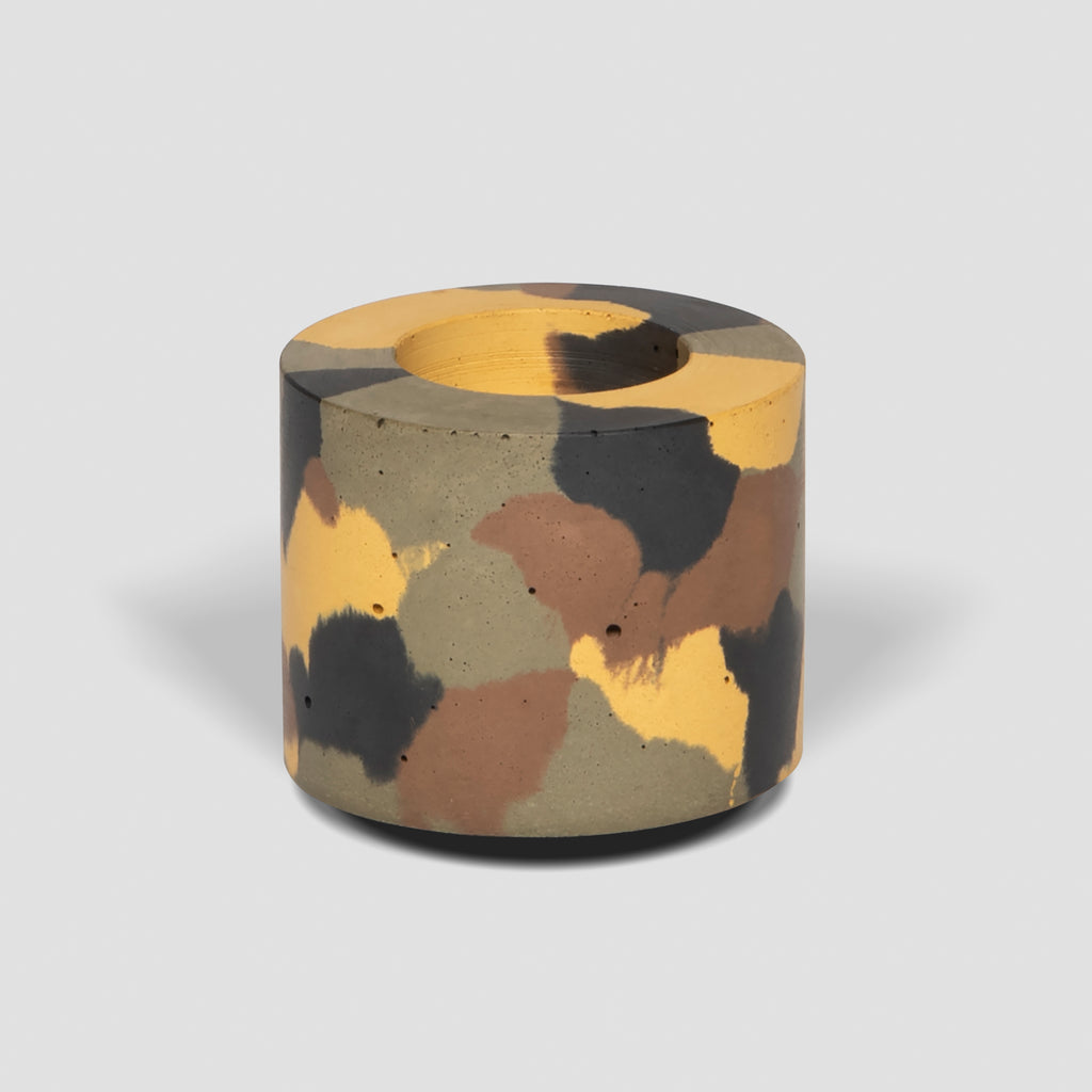 concrete and wax handmade camouflage mid concrete tealight holder and fragranced pillar candle