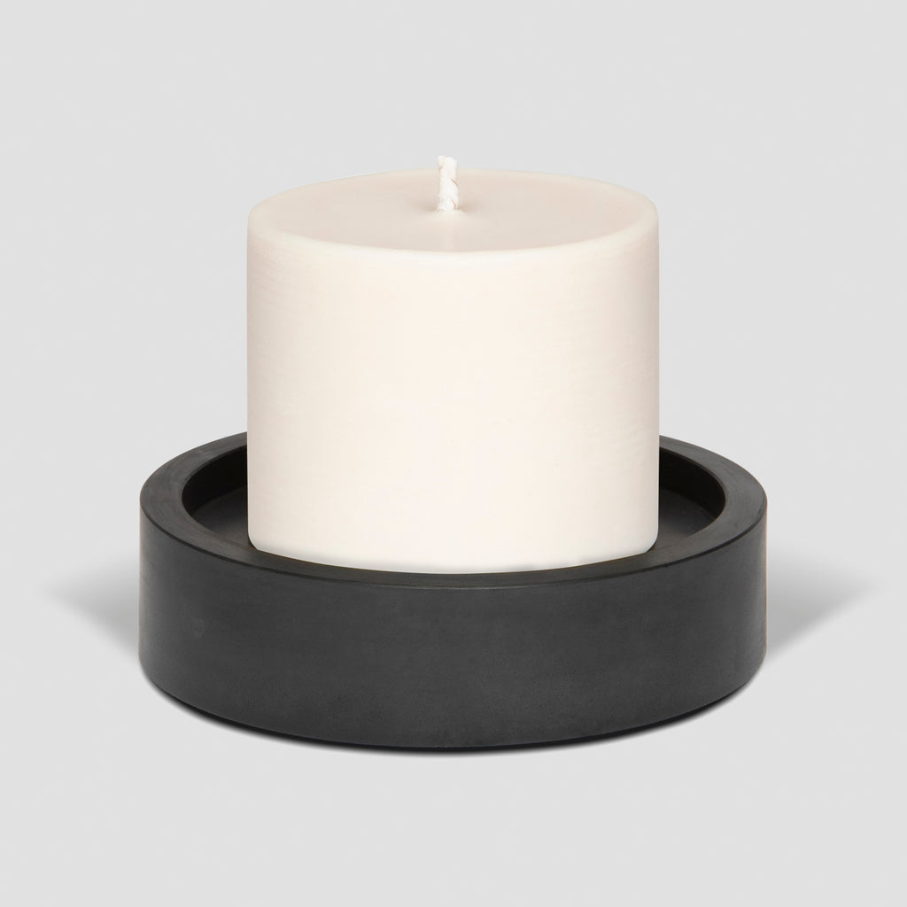 concrete and wax handmade black concrete candle plate