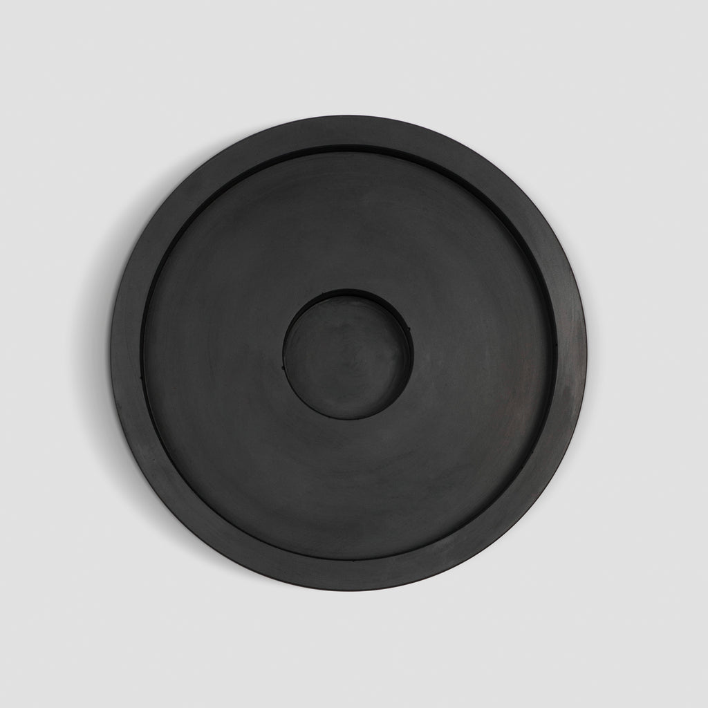 concrete and wax handmade black candle plate