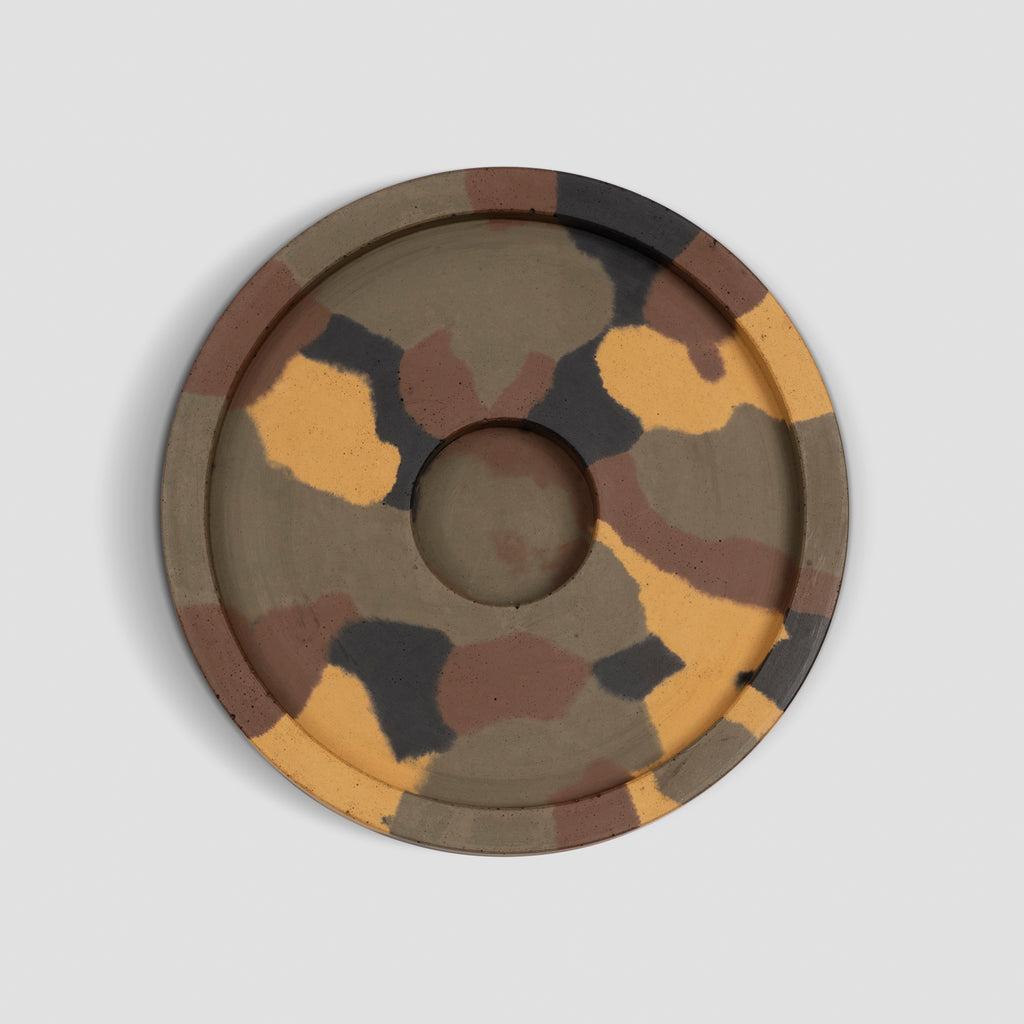 concrete and wax handmade camouflage concrete candle plate