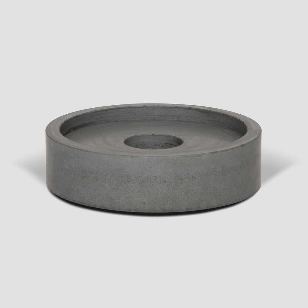 concrete and wax handmade monochrome grey concrete candle plate