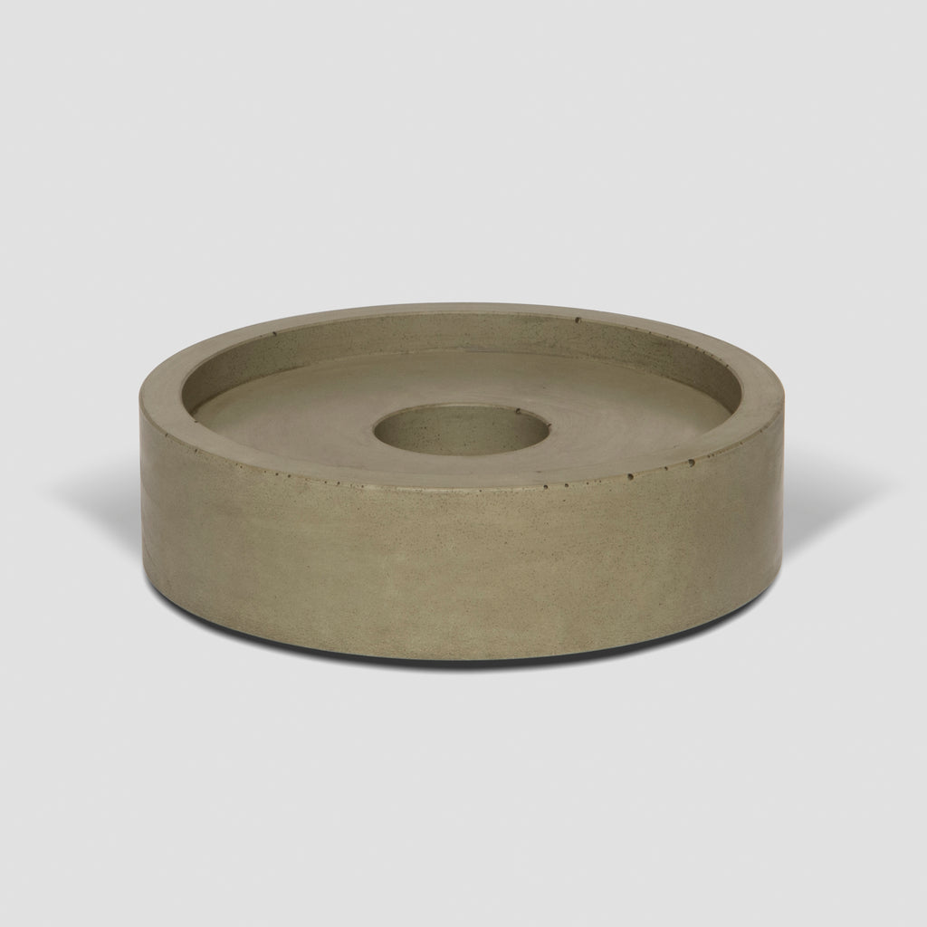 concrete and wax handmade olive green concrete candle plate