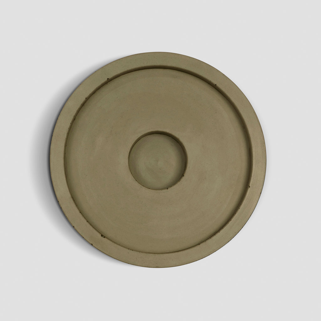concrete and wax handmade olive green concrete candle plate