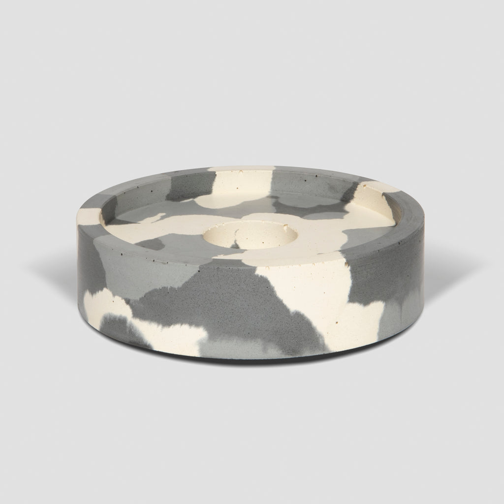 concrete and wax handmade monochrome camouflage concrete candle plate