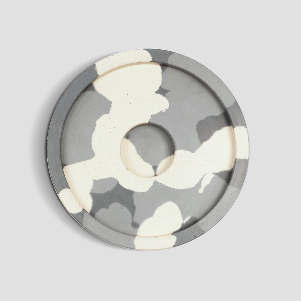 concrete and wax handmade monochrome camouflage concrete candle plate