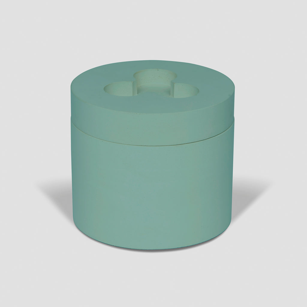 concrete and wax handmade teal blue concrete candle pot and lid