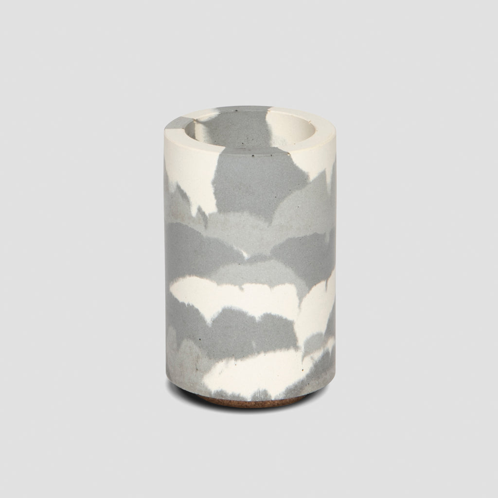 concrete and wax hand poured monochrome camouflage concrete candle and holders