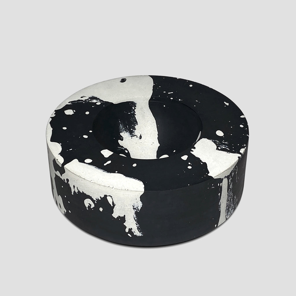 concrete and wax handmade black and white splatter concrete small bowl tableware