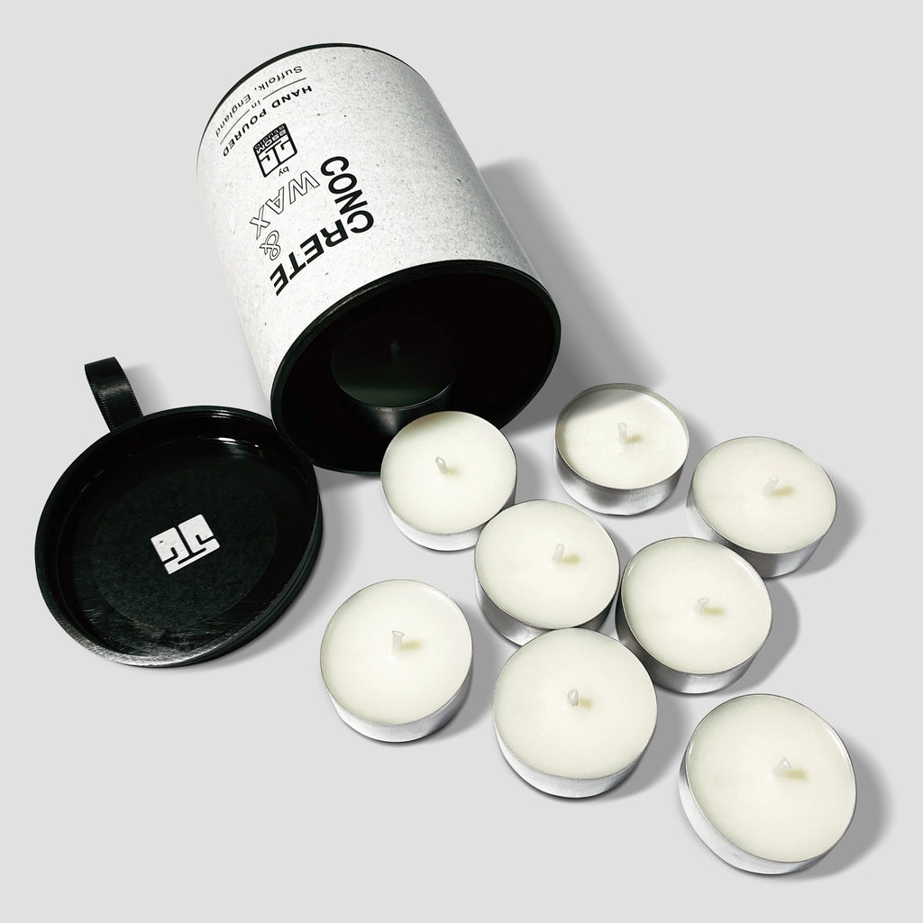concrete and wax set of ten fragranced tealights