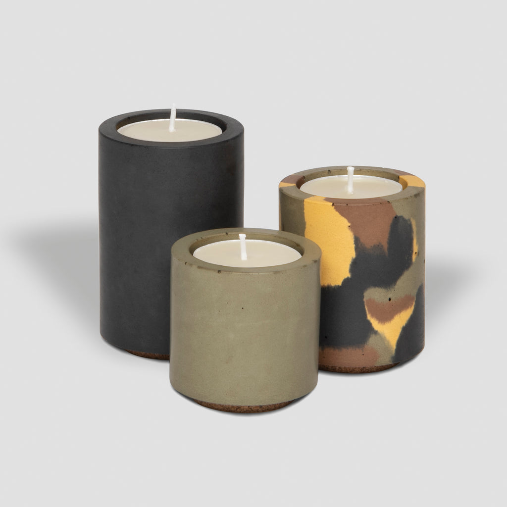 concrete and wax handmade concrete tealight holders candleware