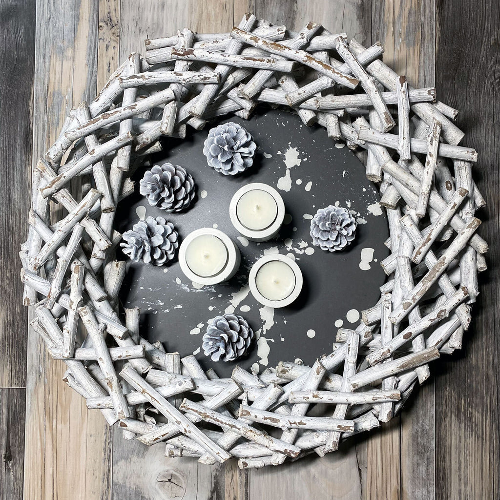 concrete and wax handmade grey and white splatter concrete table centrepiece tableware homeware gift lifestyle